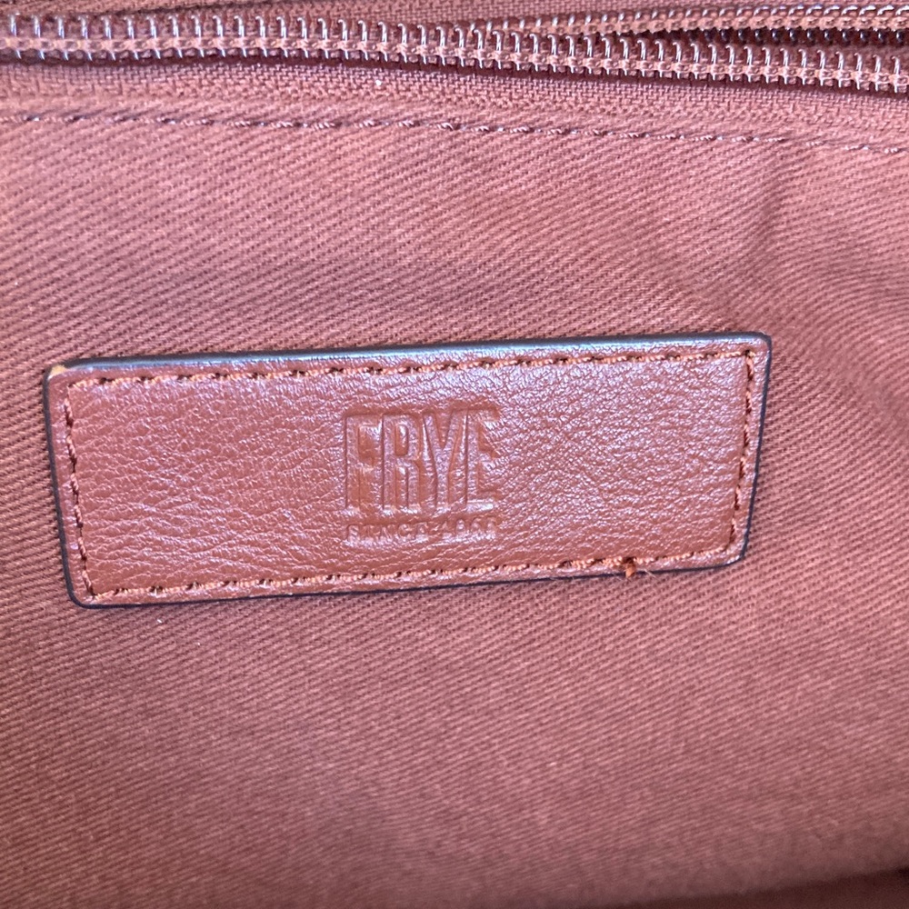 Frye Cognac Brown Leather Crossbody/Satchel Dome Bag with Gold Hardware - GUC - Picture 6 of 7